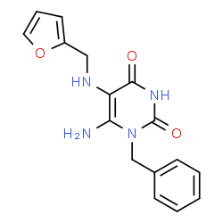 ChemSpider 2D Image | 6-Amino-1-benzyl-5-[(2-furylmethyl)amino]-2,4(1H,3H)-pyrimidinedione | C16H16N4O3