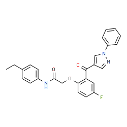 ChemSpider 2D Image | N-(4-Ethylphenyl)-2-{4-fluoro-2-[(1-phenyl-1H-pyrazol-4-yl)carbonyl]phenoxy}acetamide | C26H22FN3O3