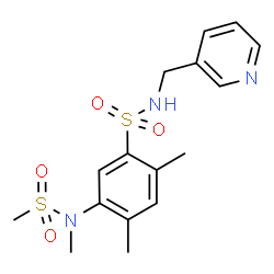 ChemSpider 2D Image | 2,4-Dimethyl-5-[methyl(methylsulfonyl)amino]-N-(3-pyridinylmethyl)benzenesulfonamide | C16H21N3O4S2