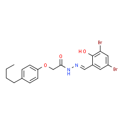 ChemSpider 2D Image | 2-(4-Butylphenoxy)-N'-[(E)-(3,5-dibromo-2-hydroxyphenyl)methylene]acetohydrazide | C19H20Br2N2O3