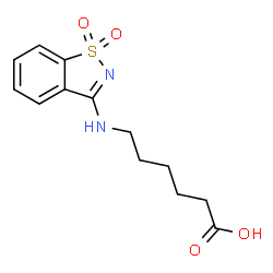 ChemSpider 2D Image | 6-[(1,1-Dioxido-1,2-benzothiazol-3-yl)amino]hexanoic acid | C13H16N2O4S