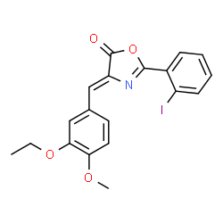 ChemSpider 2D Image | (4Z)-4-(3-Ethoxy-4-methoxybenzylidene)-2-(2-iodophenyl)-1,3-oxazol-5(4H)-one | C19H16INO4