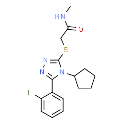 ChemSpider 2D Image | 2-{[4-Cyclopentyl-5-(2-fluorophenyl)-4H-1,2,4-triazol-3-yl]sulfanyl}-N-methylacetamide | C16H19FN4OS