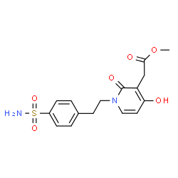 ChemSpider 2D Image | Methyl {4-hydroxy-2-oxo-1-[2-(4-sulfamoylphenyl)ethyl]-1,2-dihydro-3-pyridinyl}acetate | C16H18N2O6S