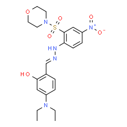 ChemSpider 2D Image | 5-(Diethylamino)-2-[(E)-{[2-(4-morpholinylsulfonyl)-4-nitrophenyl]hydrazono}methyl]phenol | C21H27N5O6S