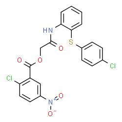 ChemSpider 2D Image | 2-({2-[(4-Chlorophenyl)sulfanyl]phenyl}amino)-2-oxoethyl 2-chloro-5-nitrobenzoate | C21H14Cl2N2O5S