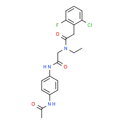 ChemSpider 2D Image | N-(4-Acetamidophenyl)-N~2~-[(2-chloro-6-fluorophenyl)acetyl]-N~2~-ethylglycinamide | C20H21ClFN3O3