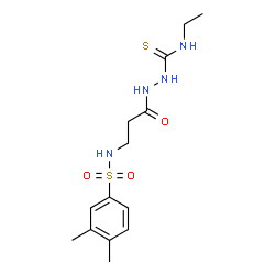 ChemSpider 2D Image | 2-(3-{[(3,4-Dimethylphenyl)sulfonyl]amino}propanoyl)-N-ethylhydrazinecarbothioamide | C14H22N4O3S2