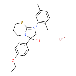 ChemSpider 2D Image | 1-(2,5-Dimethylphenyl)-3-(4-ethoxyphenyl)-3-hydroxy-2,3,6,7-tetrahydro-5H-imidazo[2,1-b][1,3]thiazin-1-ium bromide | C22H27BrN2O2S