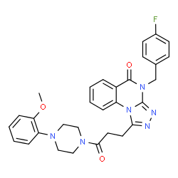 ChemSpider 2D Image | 4-(4-Fluorobenzyl)-1-{3-[4-(2-methoxyphenyl)-1-piperazinyl]-3-oxopropyl}[1,2,4]triazolo[4,3-a]quinazolin-5(4H)-one | C30H29FN6O3