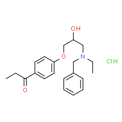 ChemSpider 2D Image | 1-(4-{3-[Benzyl(ethyl)amino]-2-hydroxypropoxy}phenyl)-1-propanone hydrochloride (1:1) | C21H28ClNO3