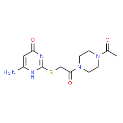 ChemSpider 2D Image | 2-{[2-(4-Acetyl-1-piperazinyl)-2-oxoethyl]sulfanyl}-6-amino-4(1H)-pyrimidinone | C12H17N5O3S