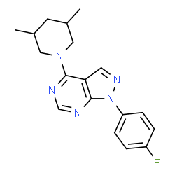 ChemSpider 2D Image | 4-(3,5-Dimethyl-1-piperidinyl)-1-(4-fluorophenyl)-1H-pyrazolo[3,4-d]pyrimidine | C18H20FN5