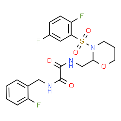 ChemSpider 2D Image | N-({3-[(2,5-Difluorophenyl)sulfonyl]-1,3-oxazinan-2-yl}methyl)-N'-(2-fluorobenzyl)ethanediamide | C20H20F3N3O5S
