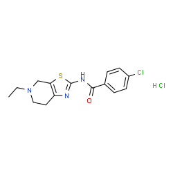 ChemSpider 2D Image | 4-Chloro-N-(5-ethyl-4,5,6,7-tetrahydro[1,3]thiazolo[5,4-c]pyridin-2-yl)benzamide hydrochloride (1:1) | C15H17Cl2N3OS