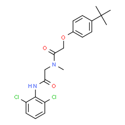 ChemSpider 2D Image | N-(2,6-Dichlorophenyl)-N~2~-methyl-N~2~-{[4-(2-methyl-2-propanyl)phenoxy]acetyl}glycinamide | C21H24Cl2N2O3