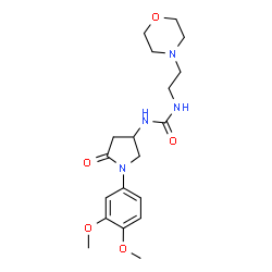 ChemSpider 2D Image | 1-[1-(3,4-Dimethoxyphenyl)-5-oxo-3-pyrrolidinyl]-3-[2-(4-morpholinyl)ethyl]urea | C19H28N4O5