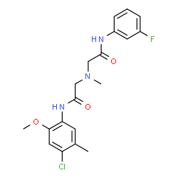 ChemSpider 2D Image | 2-[{2-[(4-Chloro-2-methoxy-5-methylphenyl)amino]-2-oxoethyl}(methyl)amino]-N-(3-fluorophenyl)acetamide | C19H21ClFN3O3