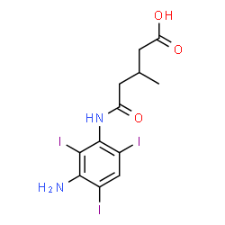 ChemSpider 2D Image | 5-[(3-Amino-2,4,6-triiodophenyl)amino]-3-methyl-5-oxopentanoic acid | C12H13I3N2O3