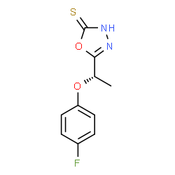 ChemSpider 2D Image | 5-[(1S)-1-(4-Fluorophenoxy)ethyl]-1,3,4-oxadiazole-2(3H)-thione | C10H9FN2O2S