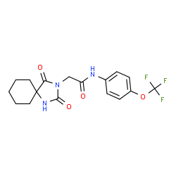 ChemSpider 2D Image | 2-(2,4-Dioxo-1,3-diazaspiro[4.5]dec-3-yl)-N-[4-(trifluoromethoxy)phenyl]acetamide | C17H18F3N3O4