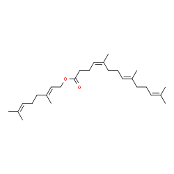 ChemSpider 2D Image | (2E)-3,7-Dimethyl-2,6-octadien-1-yl (4Z,8E)-5,9,13-trimethyl-4,8,12-tetradecatrienoate | C27H44O2