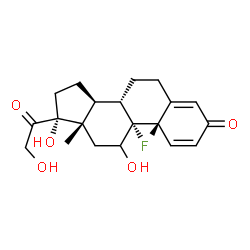 ChemSpider 2D Image | 9-Fluoro-11,17,21-trihydroxypregna-1,4-diene-3,20-dione | C21H27FO5