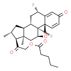ChemSpider 2D Image | (6alpha,11beta,13alpha,16alpha)-6,9-Difluoro-11-hydroxy-16-methyl-3,20-dioxopregna-1,4-dien-21-yl valerate | C27H36F2O5