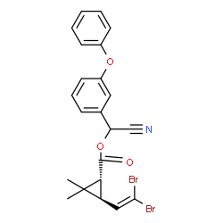 ChemSpider 2D Image | Cyano(3-phenoxyphenyl)methyl (3S)-3-(2,2-dibromovinyl)-2,2-dimethylcyclopropanecarboxylate | C22H19Br2NO3