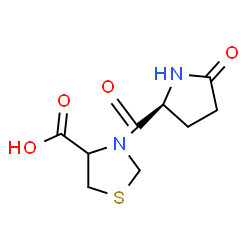 ChemSpider 2D Image | 3-(5-Oxo-L-prolyl)-1,3-thiazolidine-4-carboxylic acid | C9H12N2O4S