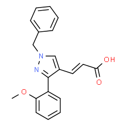 ChemSpider 2D Image | (2E)-3-[1-Benzyl-3-(2-methoxyphenyl)-1H-pyrazol-4-yl]acrylic acid | C20H18N2O3