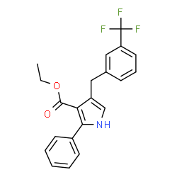 ChemSpider 2D Image | Ethyl 2-phenyl-4-[3-(trifluoromethyl)benzyl]-1H-pyrrole-3-carboxylate | C21H18F3NO2
