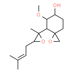 ChemSpider 2D Image | 4-(1,5-Dimethyl-1,2-epoxy-4-hexenyl)-5-methoxy-1-oxaspiro(2.5)octan-6-ol | C16H26O4