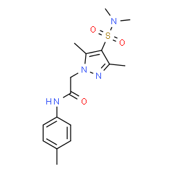 ChemSpider 2D Image | 2-[4-(Dimethylsulfamoyl)-3,5-dimethyl-1H-pyrazol-1-yl]-N-(4-methylphenyl)acetamide | C16H22N4O3S