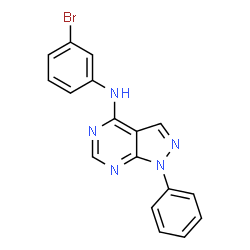 ChemSpider 2D Image | N-(3-Bromophenyl)-1-phenyl-1H-pyrazolo[3,4-d]pyrimidin-4-amine | C17H12BrN5