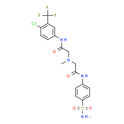 ChemSpider 2D Image | 2-[(2-{[4-Chloro-3-(trifluoromethyl)phenyl]amino}-2-oxoethyl)(methyl)amino]-N-(4-sulfamoylphenyl)acetamide | C18H18ClF3N4O4S