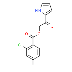 ChemSpider 2D Image | 2-Oxo-2-(1H-pyrrol-2-yl)ethyl 2-chloro-4-fluorobenzoate | C13H9ClFNO3