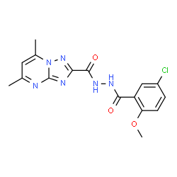 ChemSpider 2D Image | N'-(5-Chloro-2-methoxybenzoyl)-5,7-dimethyl[1,2,4]triazolo[1,5-a]pyrimidine-2-carbohydrazide | C16H15ClN6O3
