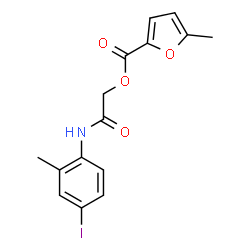 ChemSpider 2D Image | 2-[(4-Iodo-2-methylphenyl)amino]-2-oxoethyl 5-methyl-2-furoate | C15H14INO4