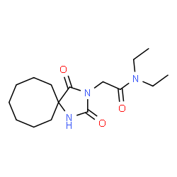 ChemSpider 2D Image | 2-(2,4-Dioxo-1,3-diazaspiro[4.7]dodec-3-yl)-N,N-diethylacetamide | C16H27N3O3