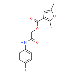 ChemSpider 2D Image | 2-[(4-Iodophenyl)amino]-2-oxoethyl 2,5-dimethyl-3-furoate | C15H14INO4
