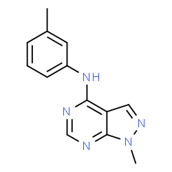 ChemSpider 2D Image | 1-Methyl-N-(3-methylphenyl)-1H-pyrazolo[3,4-d]pyrimidin-4-amine | C13H13N5