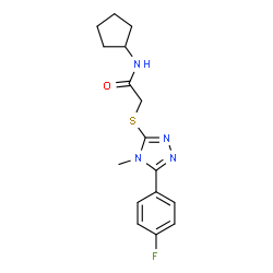 ChemSpider 2D Image | N-Cyclopentyl-2-{[5-(4-fluorophenyl)-4-methyl-4H-1,2,4-triazol-3-yl]sulfanyl}acetamide | C16H19FN4OS