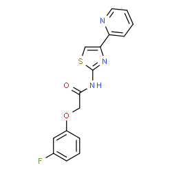 ChemSpider 2D Image | 2-(3-Fluorophenoxy)-N-[4-(2-pyridinyl)-1,3-thiazol-2-yl]acetamide | C16H12FN3O2S
