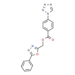 ChemSpider 2D Image | (5-Phenyl-1,3,4-oxadiazol-2-yl)methyl 4-(1H-tetrazol-1-yl)benzoate | C17H12N6O3