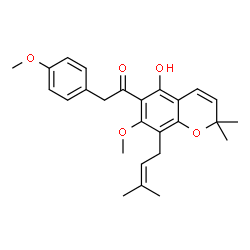ChemSpider 2D Image | 1-[5-Hydroxy-7-methoxy-2,2-dimethyl-8-(3-methyl-2-buten-1-yl)-2H-chromen-6-yl]-2-(4-methoxyphenyl)ethanone | C26H30O5