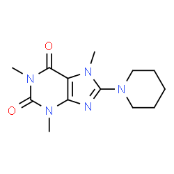 ChemSpider 2D Image | 1,3,7-Trimethyl-8-piperidin-1-yl-3,7-dihydro-purine-2,6-dione | C13H19N5O2