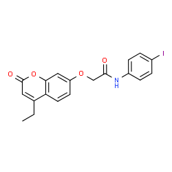 ChemSpider 2D Image | 2-[(4-Ethyl-2-oxo-2H-chromen-7-yl)oxy]-N-(4-iodophenyl)acetamide | C19H16INO4