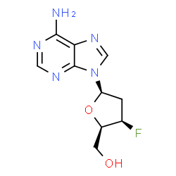 ChemSpider 2D Image | 9-(3-Fluoro-2,3-dideoxy-.beta.-D-threo-pentofuranosyl)adenine | C10H12FN5O2