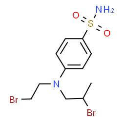 ChemSpider 2D Image | 4-((2-Bromoethyl)(2-bromopropyl)amino)benzenesulfonamide | C11H16Br2N2O2S